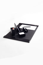 Loft Leather Desk Set Black 5 Pieces Vertical Coroco Detailed