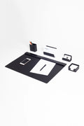 Loft Leather Desk Set Black 5 Pieces Horizontal Coroco Detailed