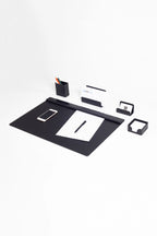 Loft Leather Desk Set Black 5 Pieces Horizontal Coroco Detailed