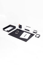 Loft Leather Desk Set Black 6 Pieces Horizontal Coroco Detailed