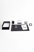 Loft Leather Desk Set Black 7 Pieces Vertical Coroco Detailed