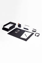 Loft Leather Desk Set Black 7 Pieces Vertical Coroco Detailed