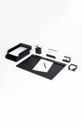 Loft Leather Desk Set Black 7 Pieces Horizontal Coroco Detailed