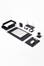 Milan Leather Desk Set Black 9 Pcs.