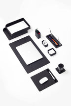 Milan Leather Desk Set Black 9 Pcs.