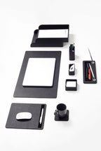 Milan Leather Desk Set Black 9 Pcs.