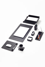 Milan Leather Desk Set Black 9 Pcs.