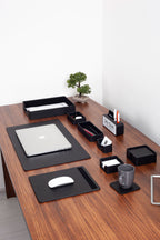 Oslo Leather Desk Set Black 10 Pieces