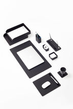 Roma Leather Desk Set Black 9 Pcs.