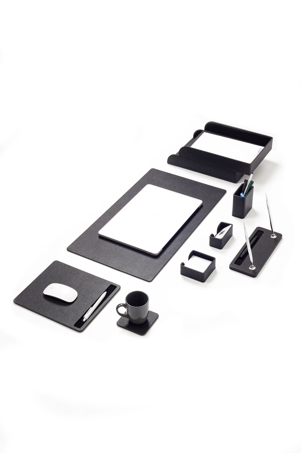 Roma Leather Desk Set Black 9 Pcs.