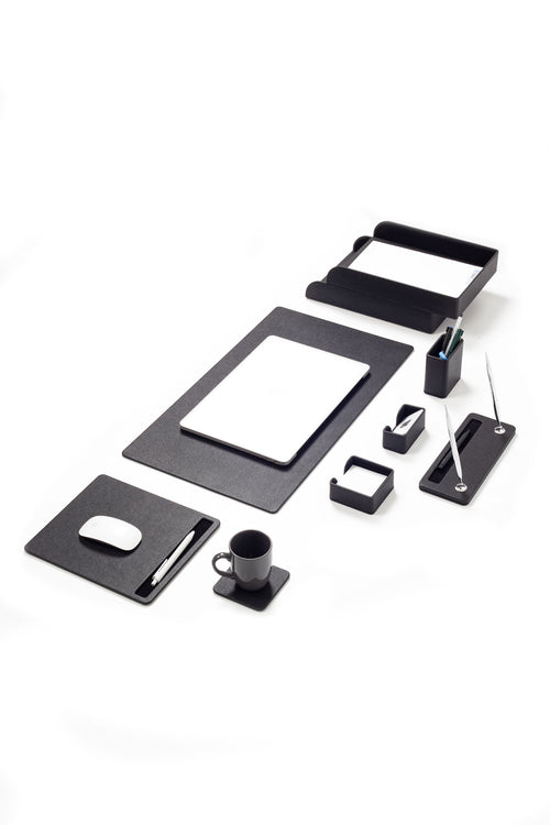 Ensemble de bureau en cuir Roma noir, 9 pièces