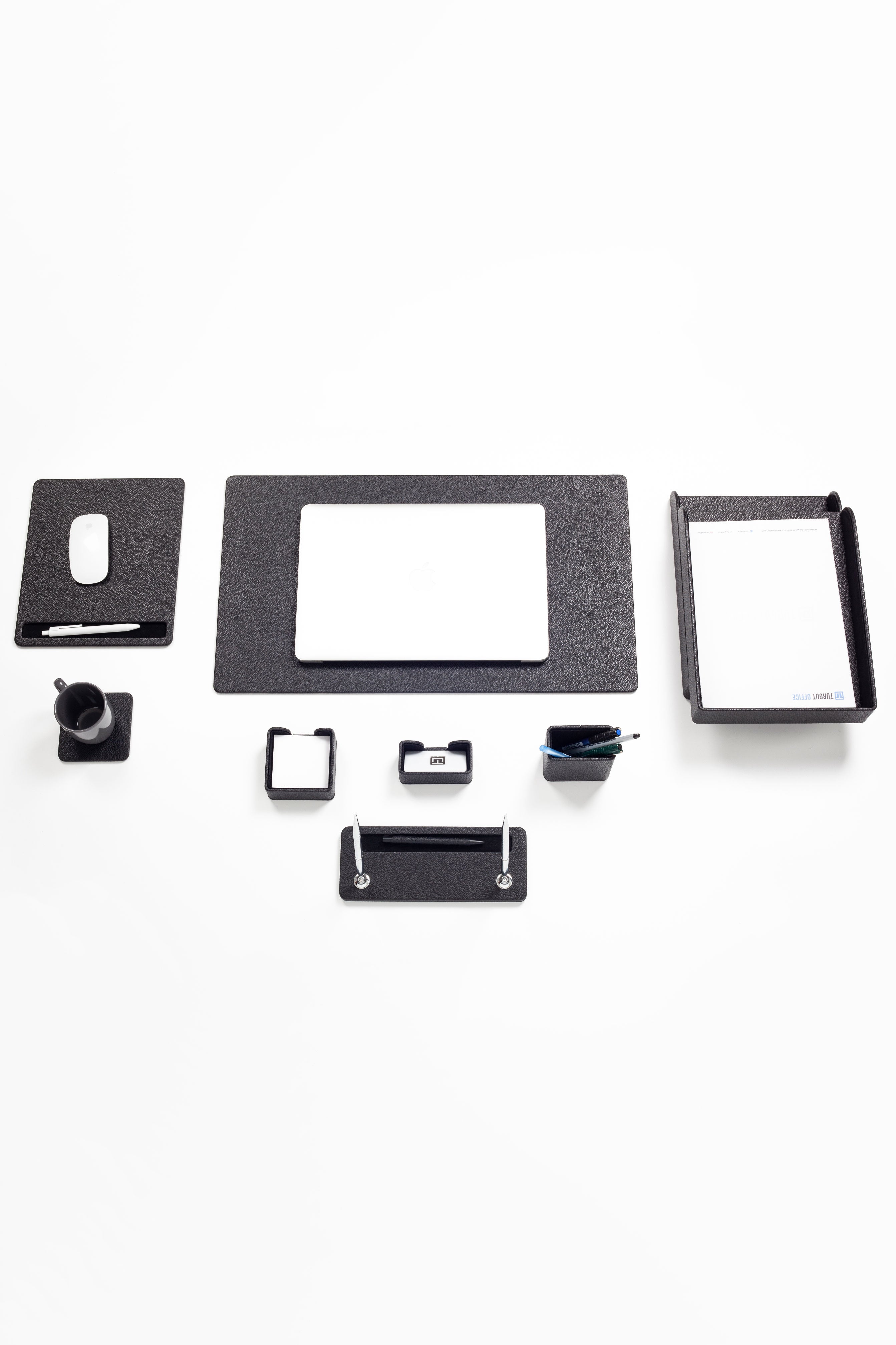 Roma Leather Desk Set Black 9 Pcs.