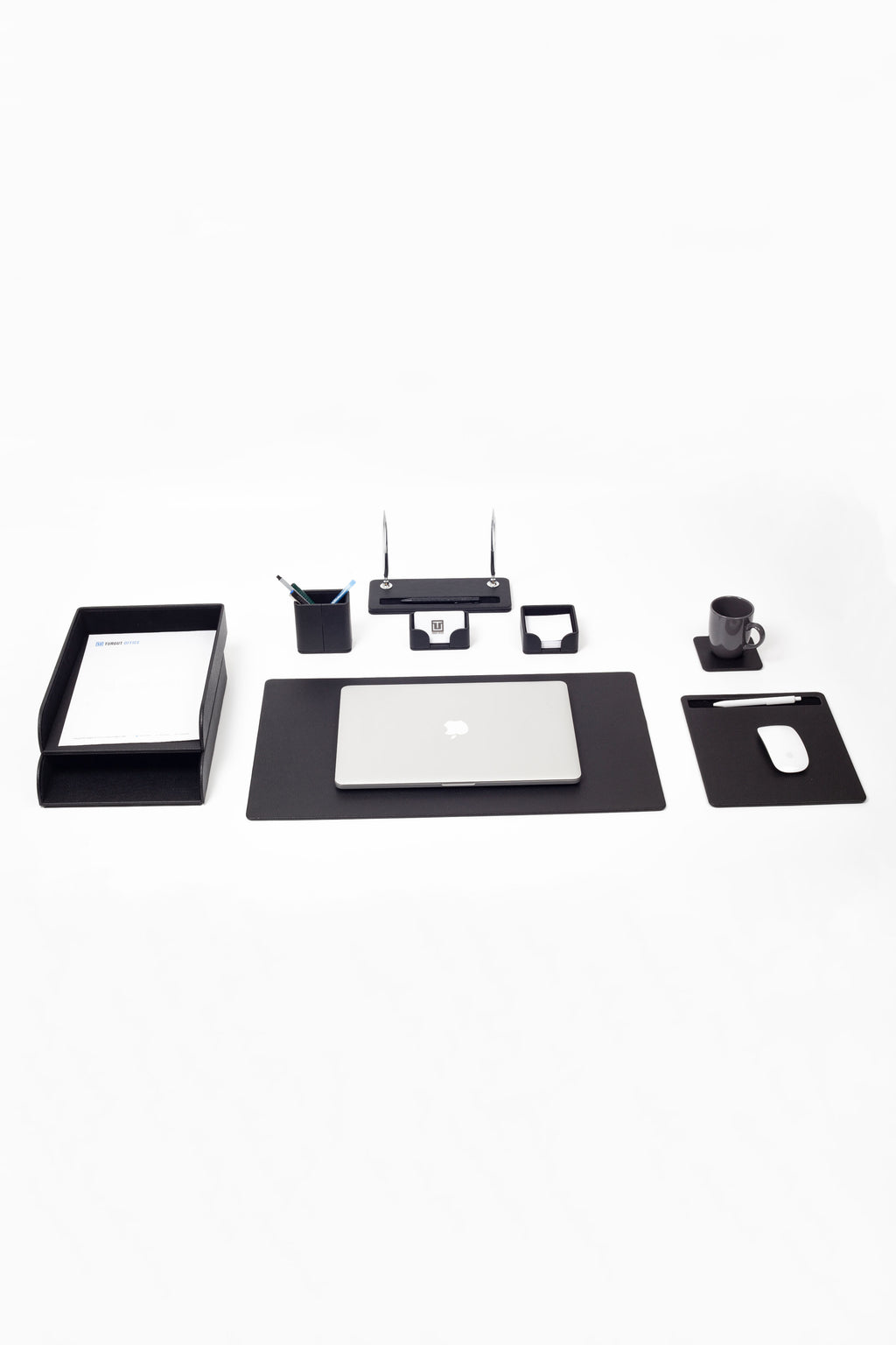 Roma Leather Desk Set Black 9 Pcs.