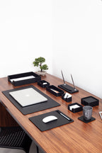 Roma Leather Desk Set Black 10 Pieces