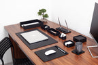 Roma Leather Desk Set Black 10 Pieces