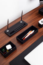 Roma Leather Desk Set Black 10 Pieces
