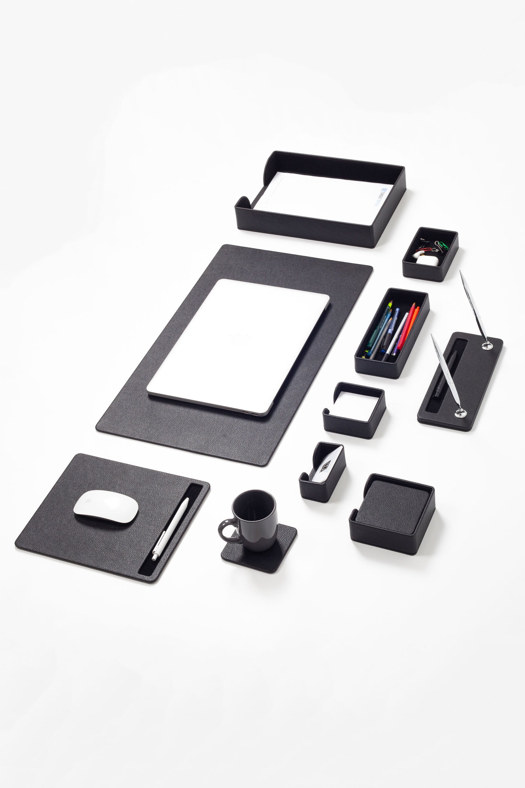 Roma Leather Desk Set Black 10 Pieces