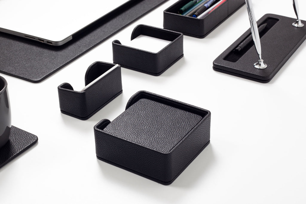 Roma Leather Desk Set Black 10 Pieces