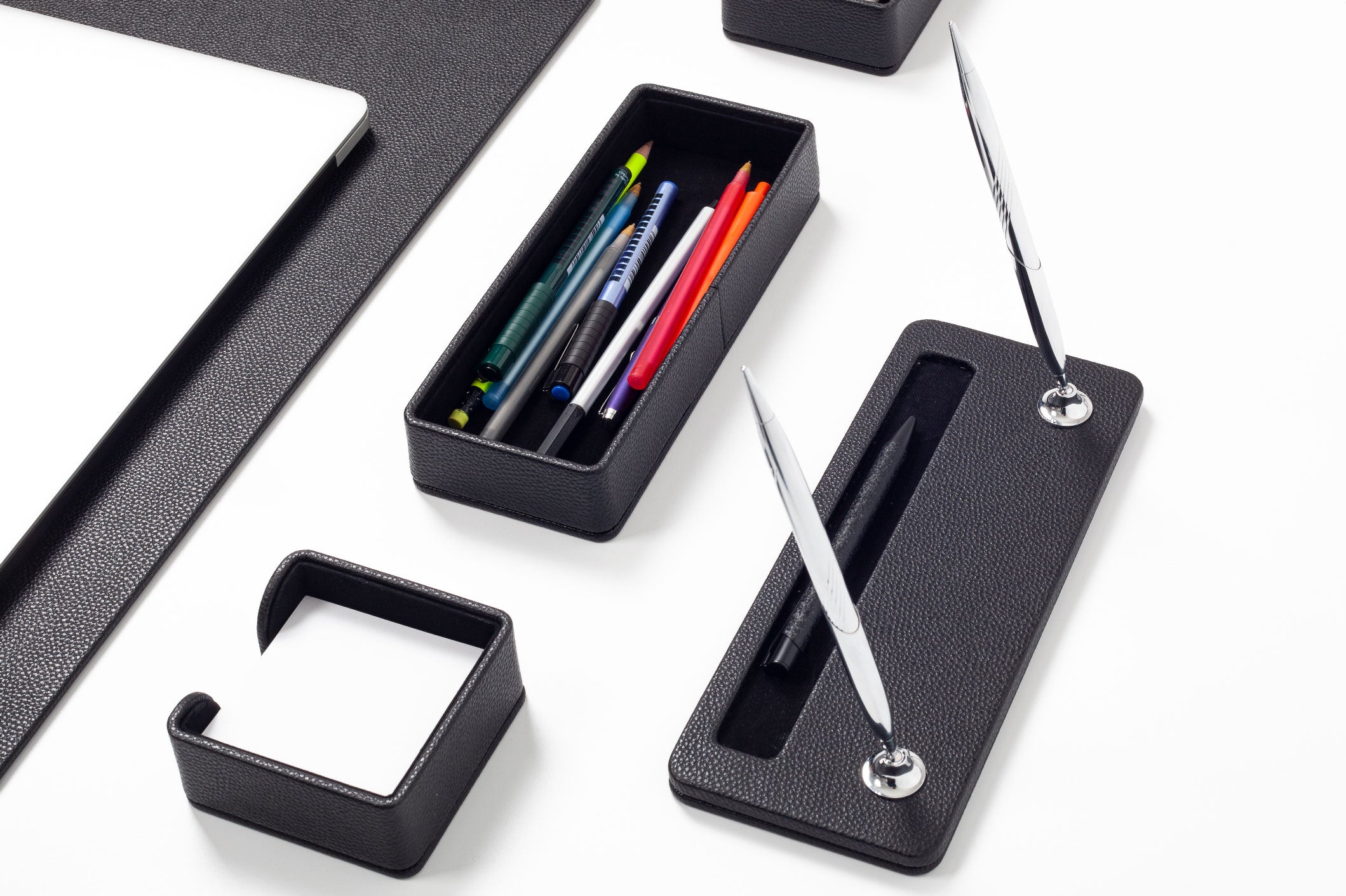 Roma Leather Desk Set Black 10 Pieces