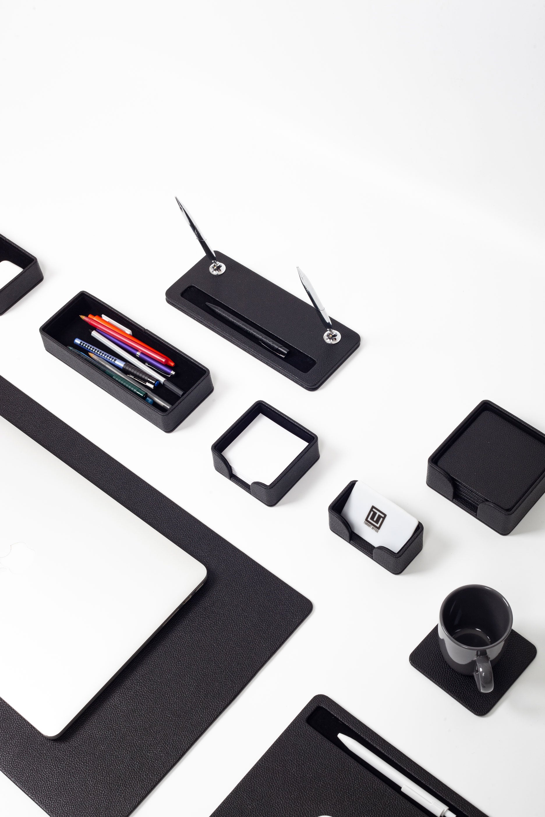 Roma Leather Desk Set Black 10 Pieces