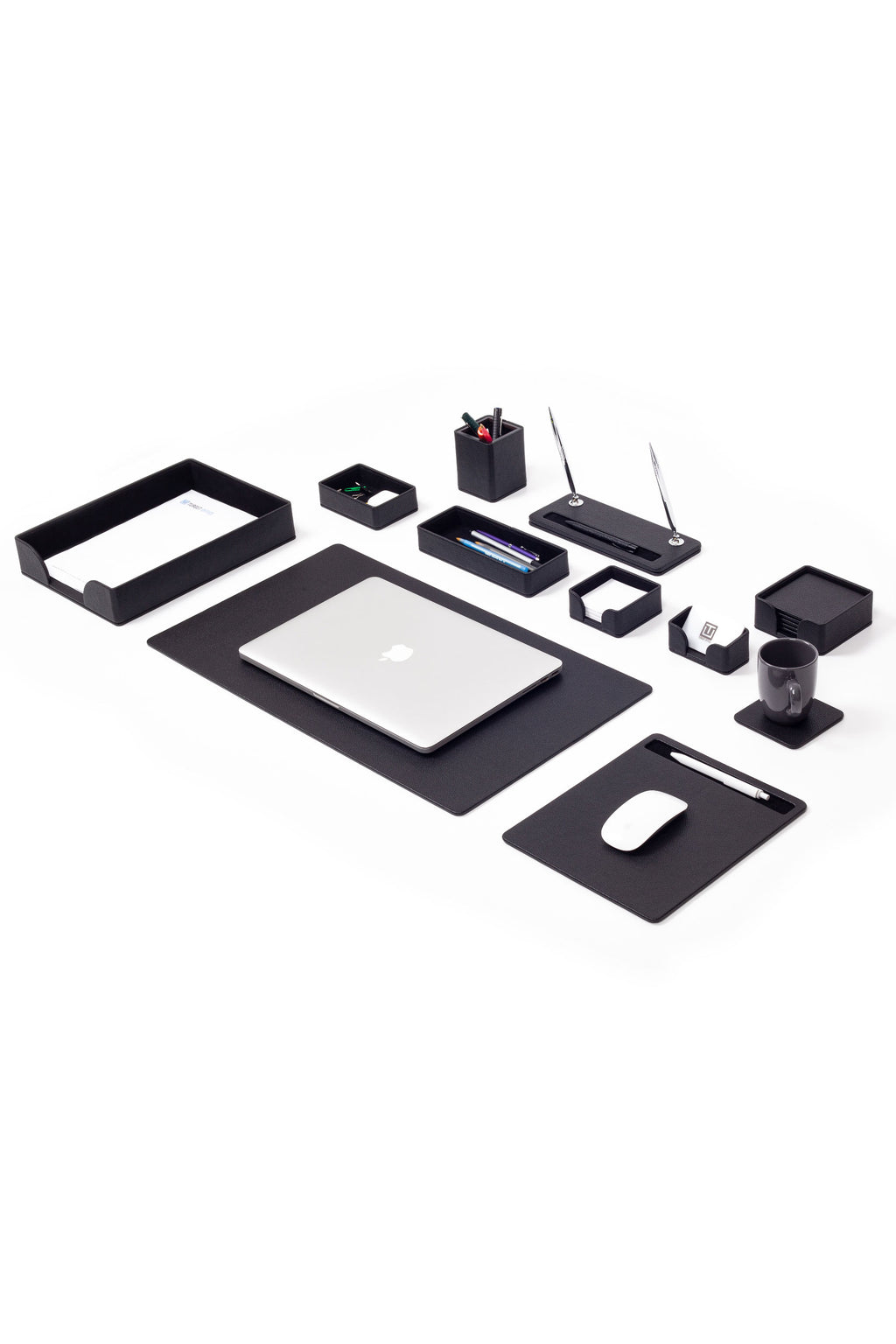Roma Leather Desk Set Black 11 Pcs