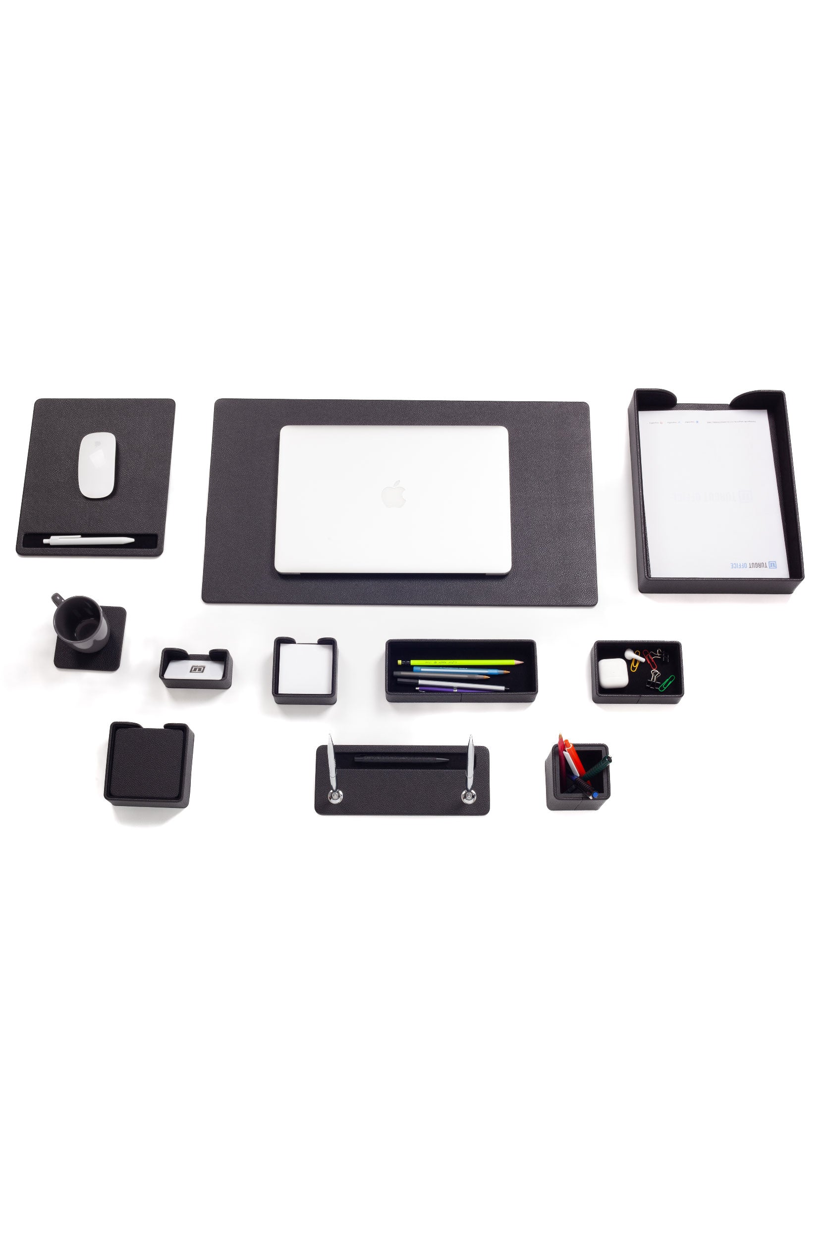 Roma Leather Desk Set Black 11 Pcs