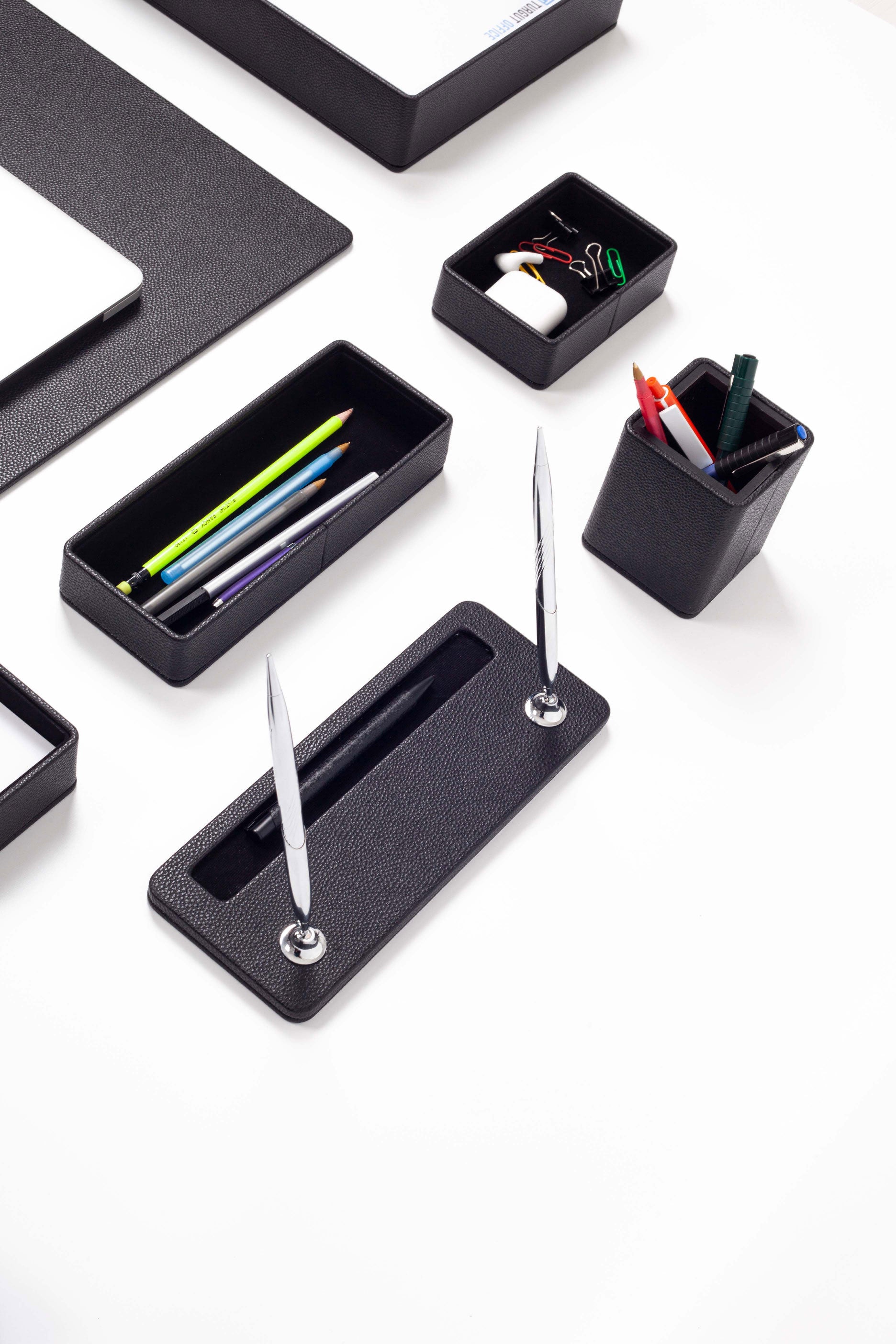 Roma Leather Desk Set Black 11 Pcs