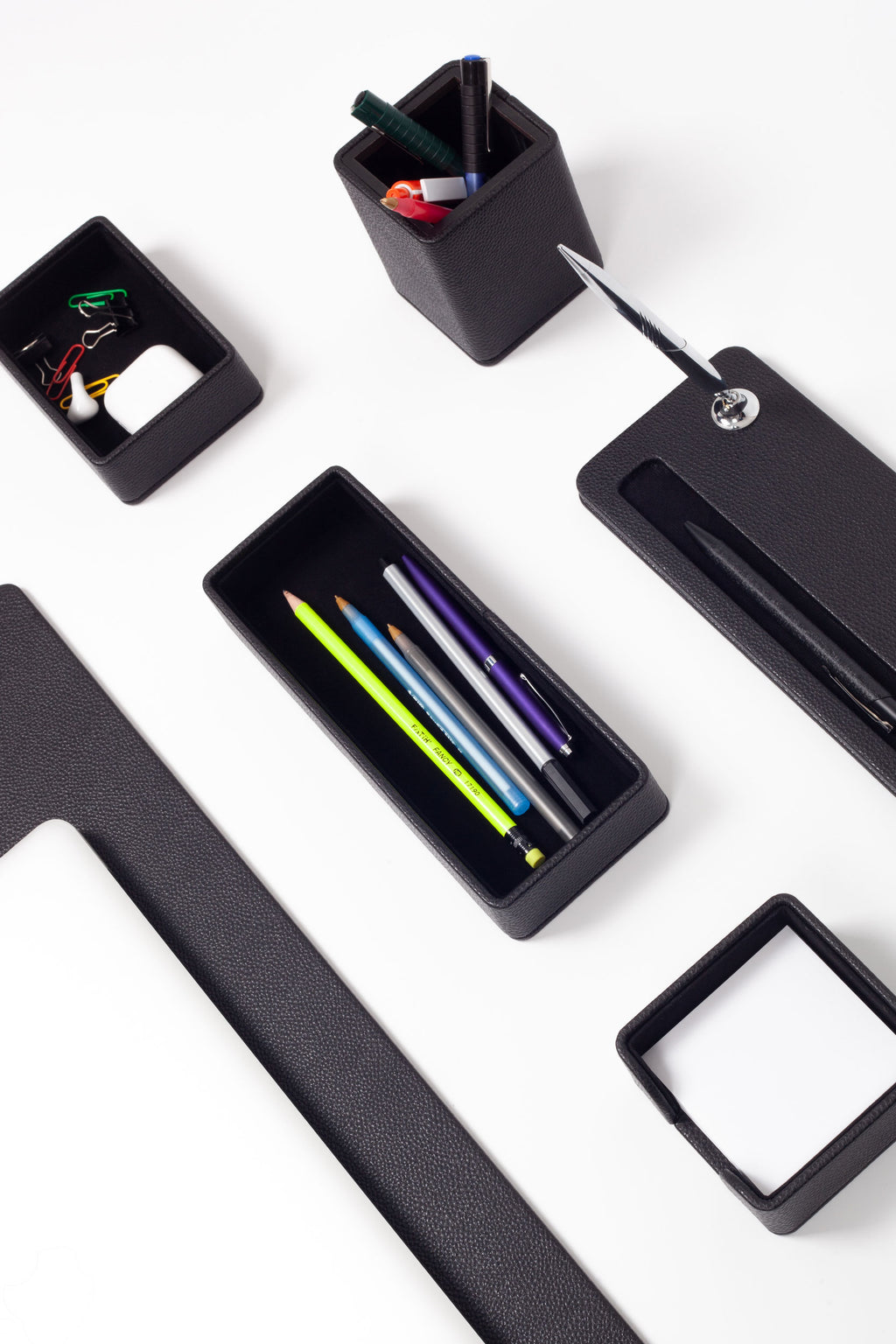 Roma Leather Desk Set Black 11 Pcs