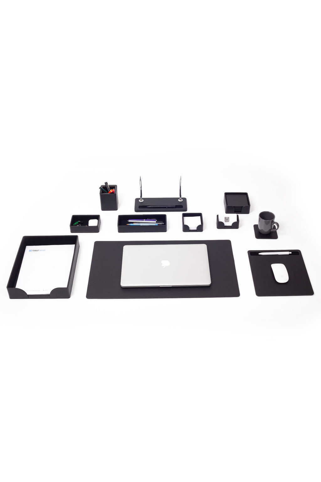 Roma Leather Desk Set Black 11 Pcs