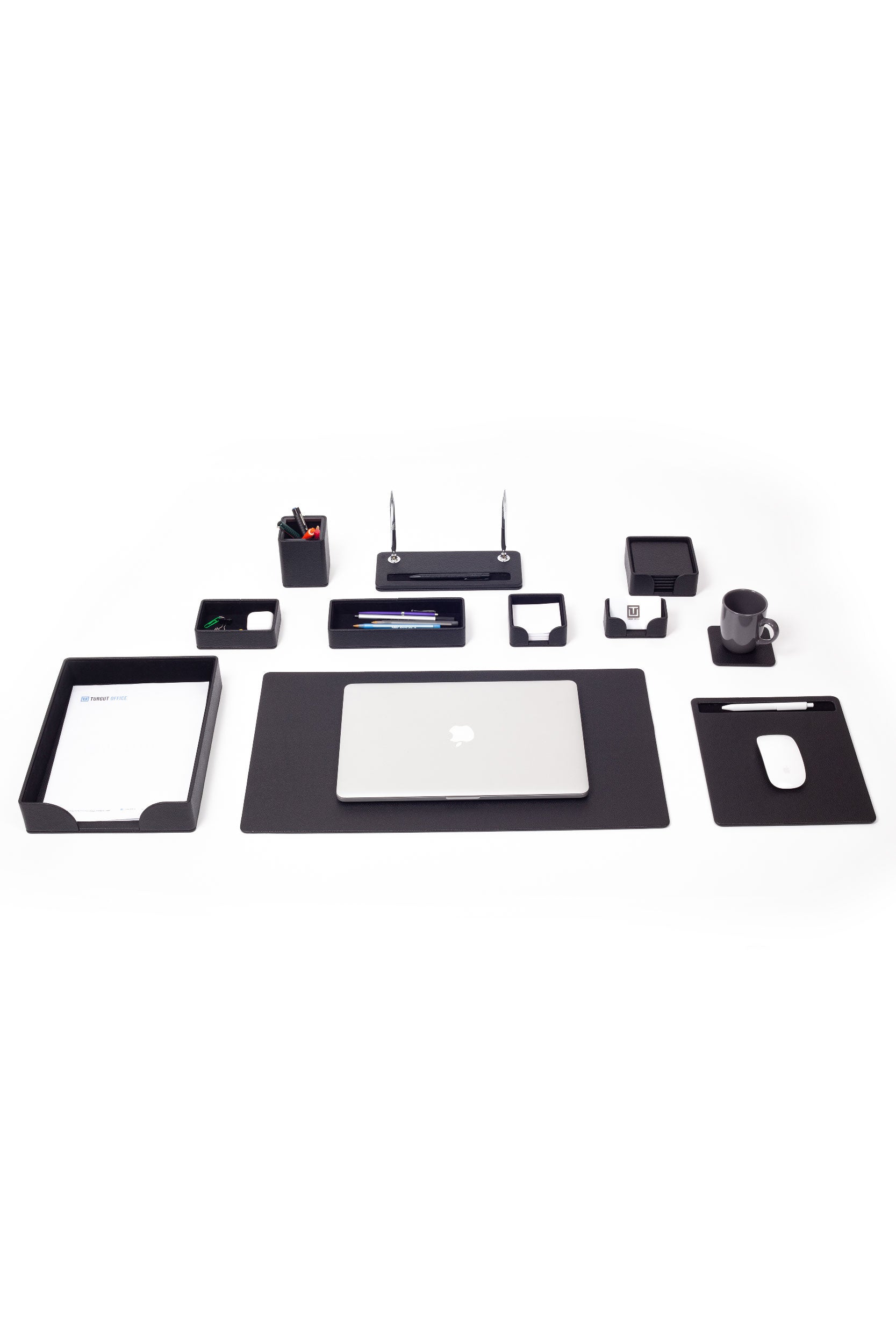 Roma Leather Desk Set Black 11 Pcs