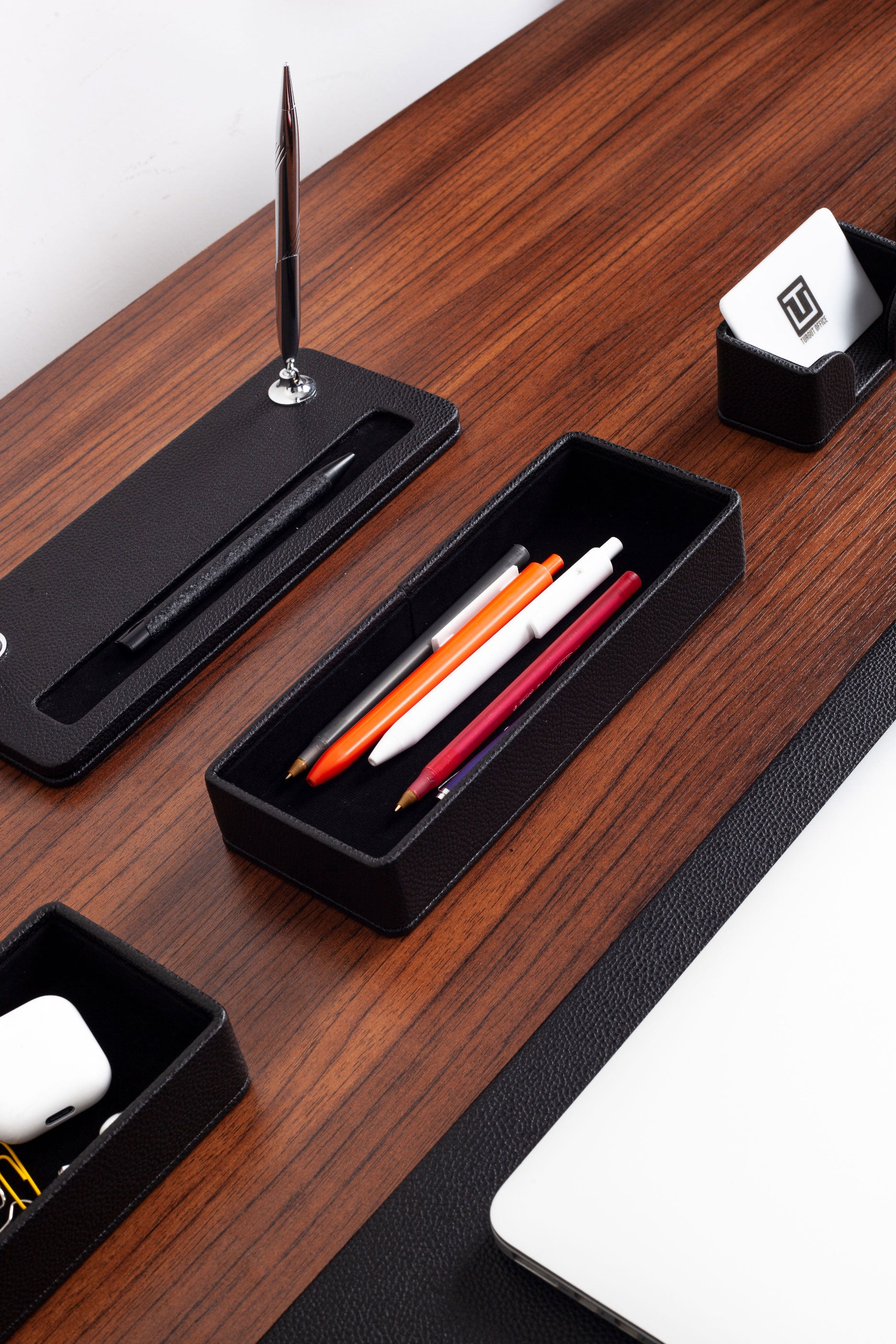 Roma Edge Leather Desk Set Black 10 Pcs