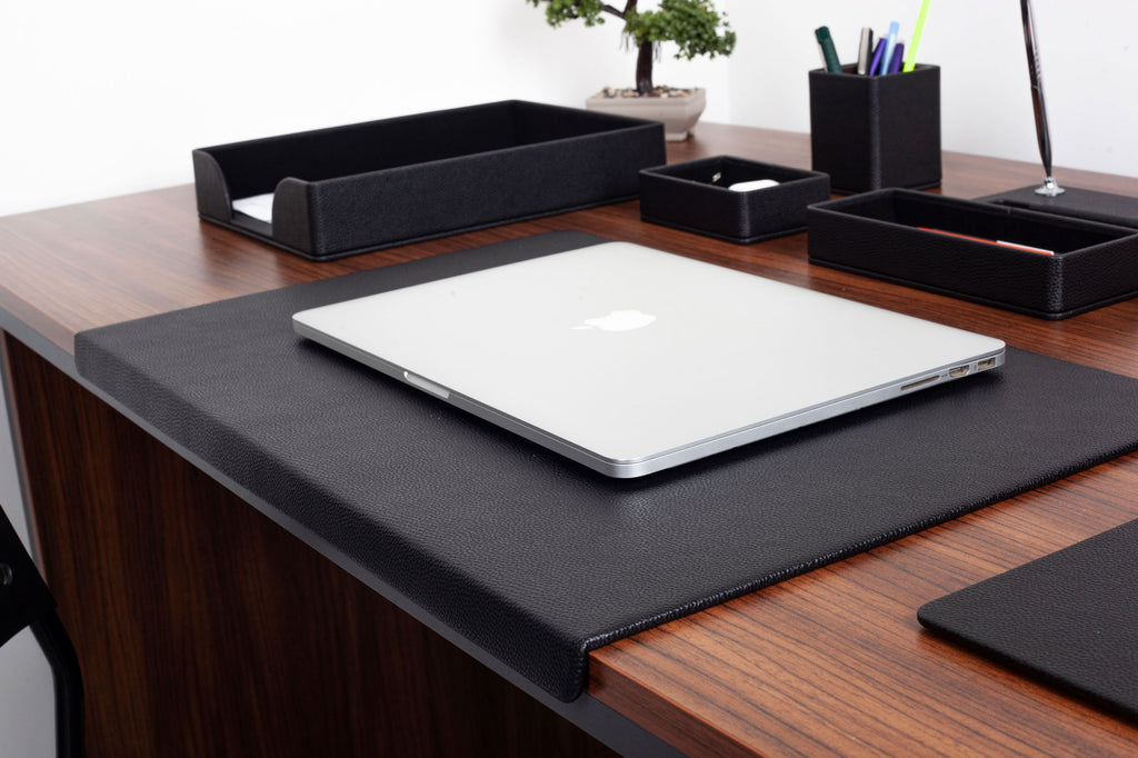 Roma Edge Leather Desk Set Black 10 Pcs