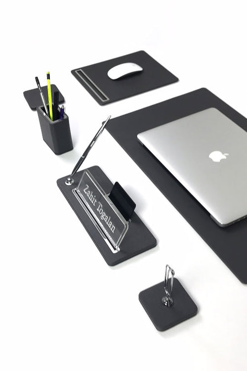 Cavalli Leather Desk Set Anthracite 7 Pcs.