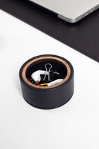 Polo Plus Leather Desktop Set Black 5 Pieces Wooden Detailed