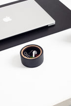 Polo Leather Desktop Set Black 5 Pieces Wooden Detailed With Gold Pen