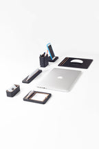 Alya 6 Piece Desk Name Holder Set Black Wood Detailed