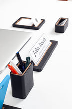 Alya 6 Piece Desk Name Holder Set Black Wood Detailed