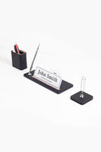 Cavalli 3-Piece Desk Name Holder Set Black Wood Detailed