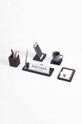 Cavalli 5-Piece Desk Name Holder Set Black Wood Detailed