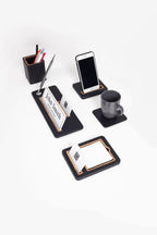 Cavalli 5-Piece Desk Name Holder Set Black Wood Detailed