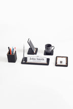Cavalli 5-Piece Desk Name Holder Set Black Wood Detailed