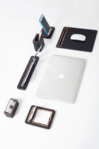 Lincoln 6 Piece Nameplate Desk Set Black Wood Detailed