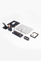 Pera 6 Piece Desktop Set Black Wood Detailed
