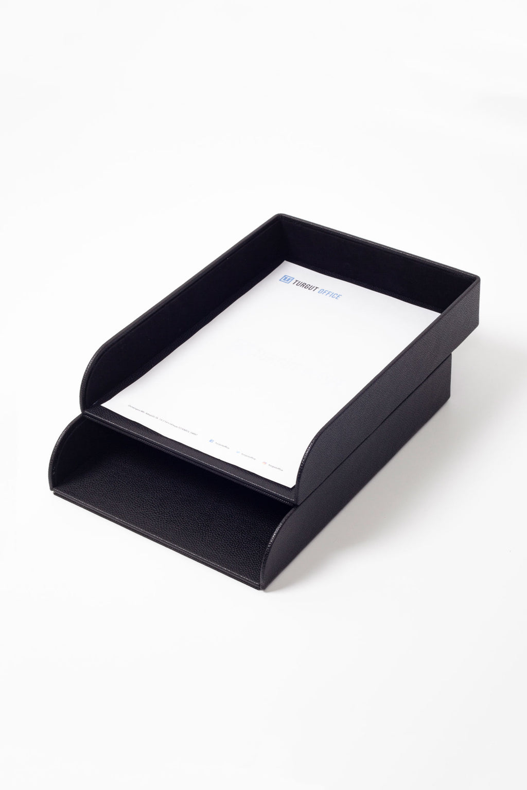 Felix Leather Document Rack Black Double