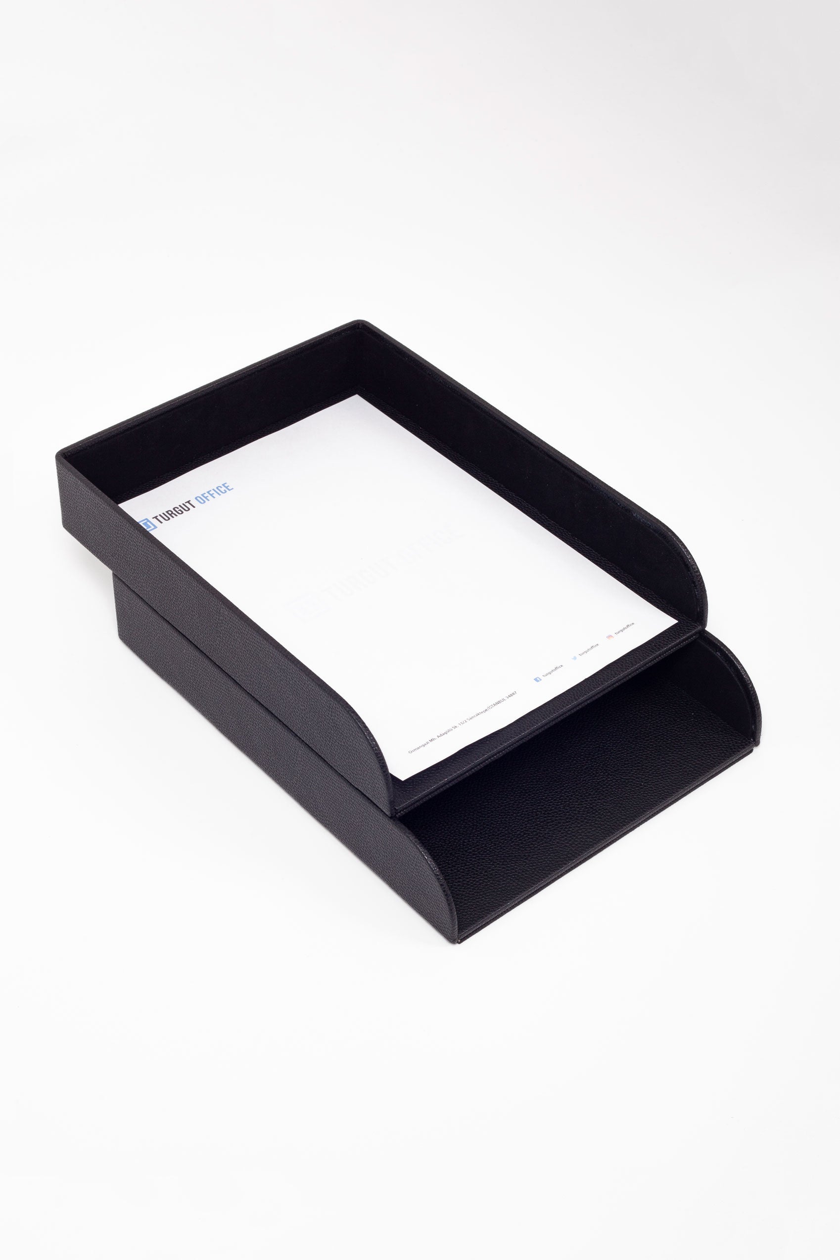 Felix Leather Document Rack Black Double