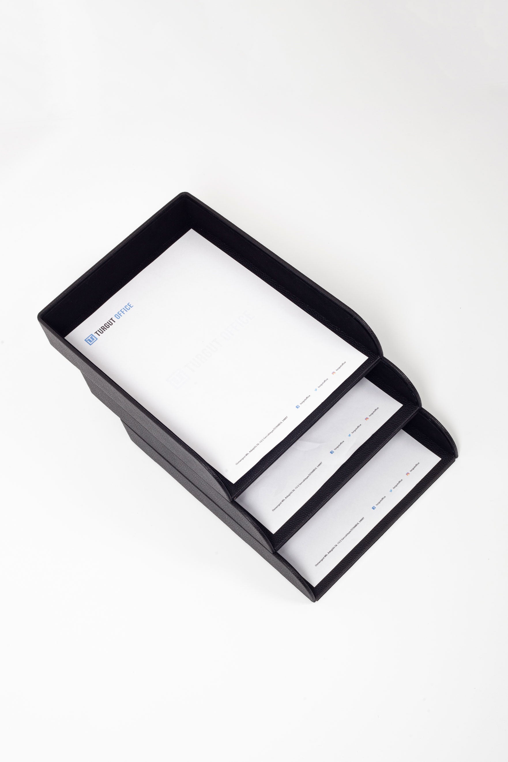 Felix Leather Document Rack Black Triple