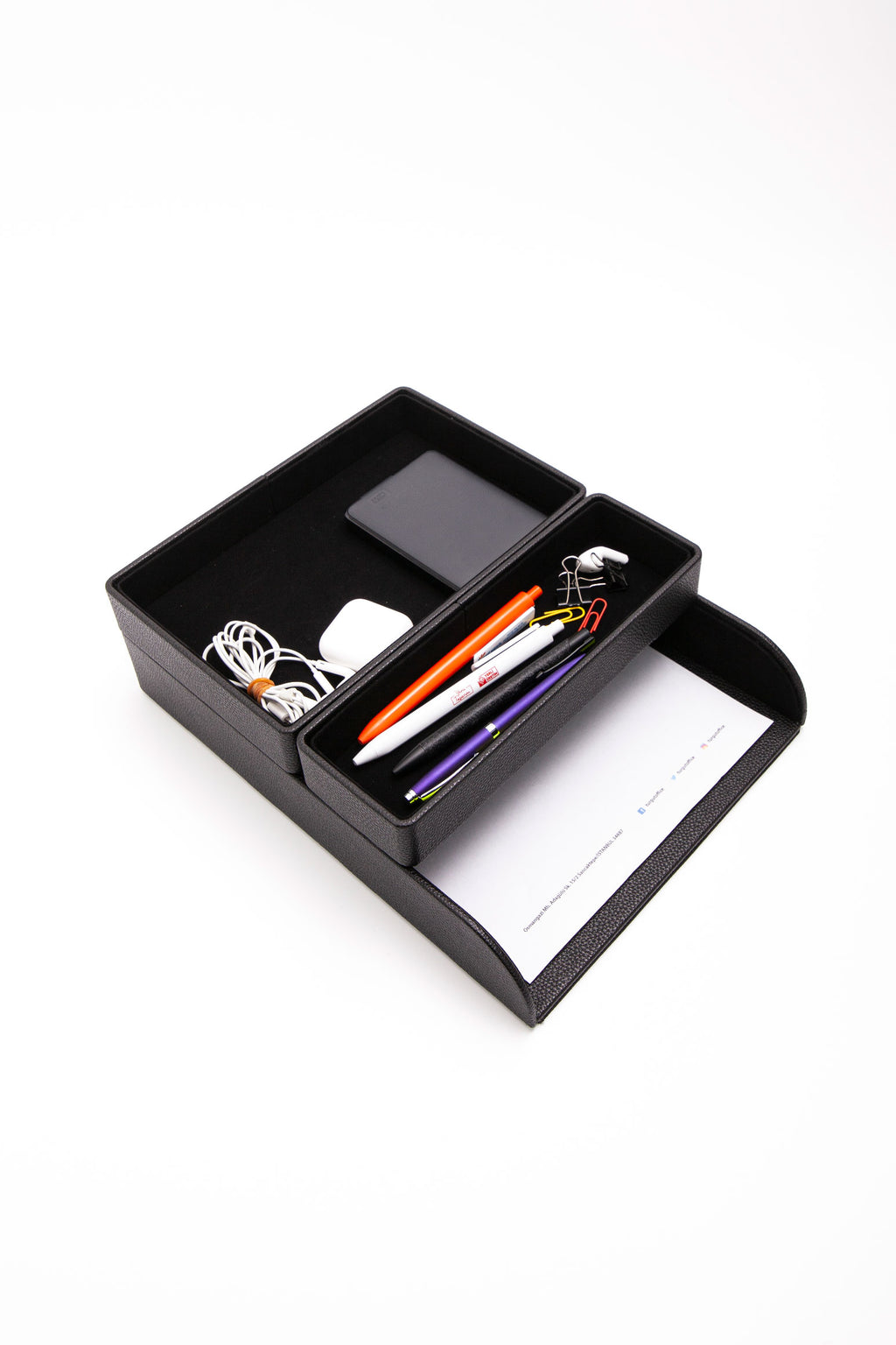 Felix Leather Organizer Set Of Three With Document Shelf Black