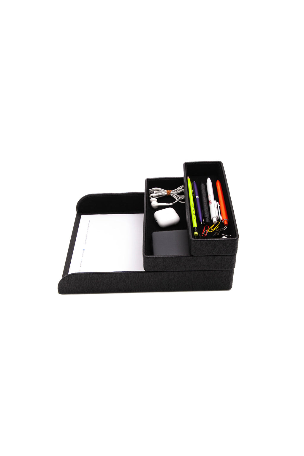 Felix Leather Organizer Set Of Three With Document Shelf Black