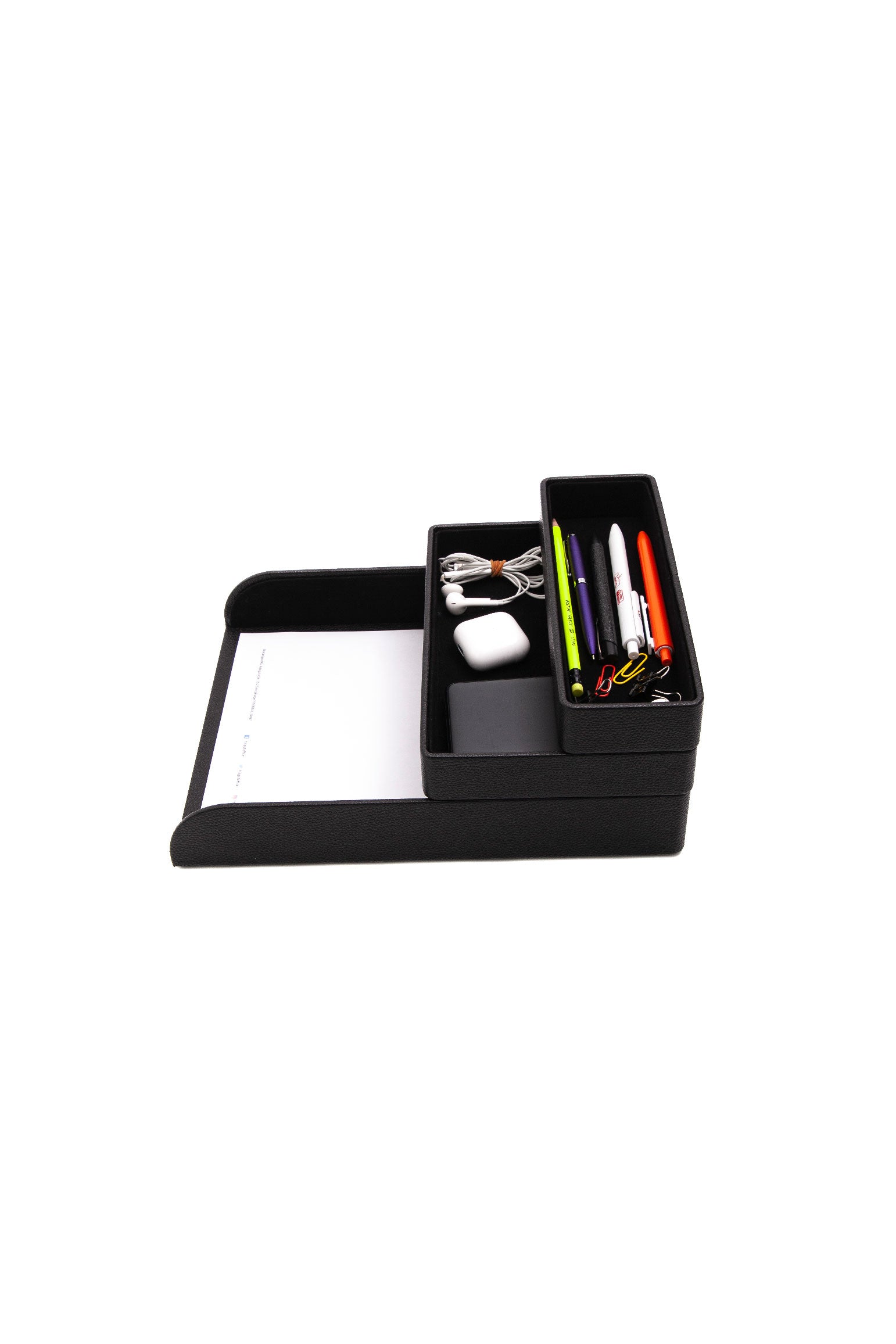 Felix Leather Organizer Set Of Three With Document Shelf Black