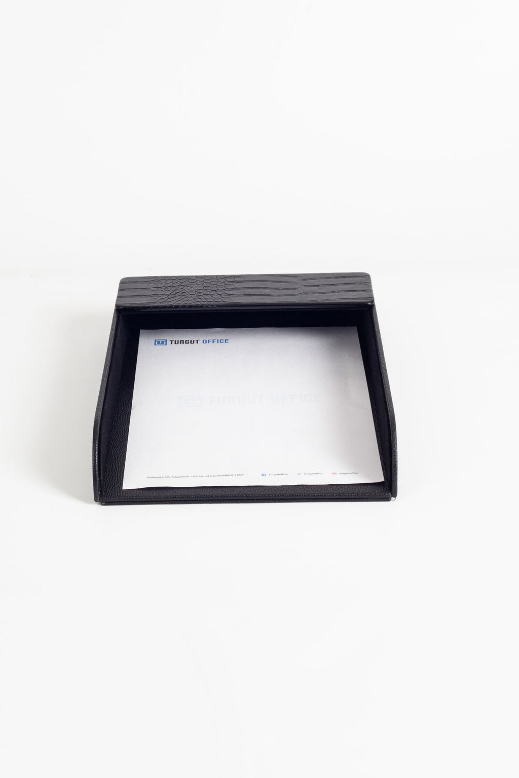 Felix Leather Document Rack Black Croco Detail